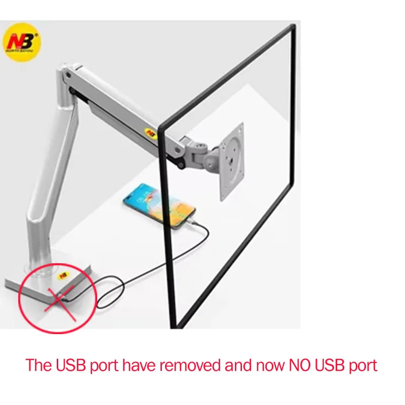 NB G40 Bras Articulé Moniteur 22''-40'' – Ressort à Gaz 360°, 3-15kg, Port USB 3.0 | Support Bureau Pince & Grommet