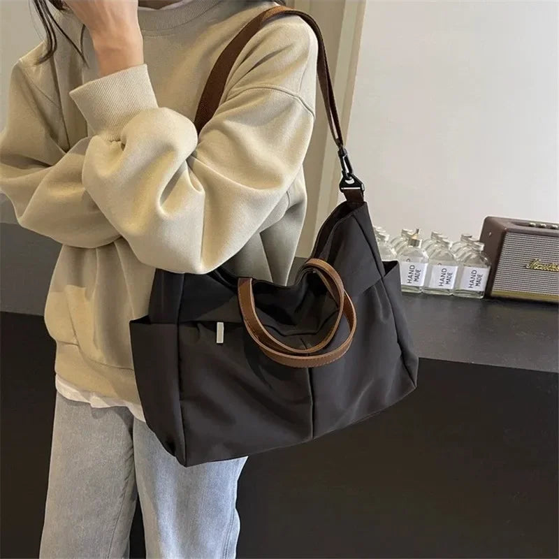 Grand Sac Cabas Nylon Femme – Tote Bag Stylish Bandoulière & Épaule | Voyage, Business, Fitness & Shopping | Léger & Résistant