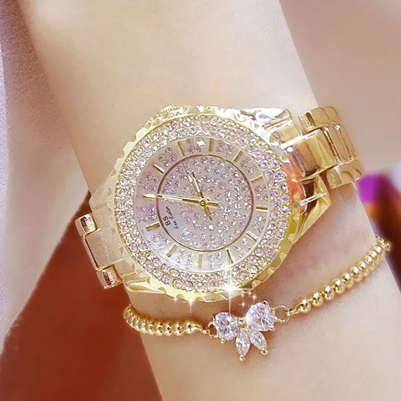 Montre Femme Or Bracelet Dress Luxe 2025 – Acier Complet Élégante Fashion Top Brand