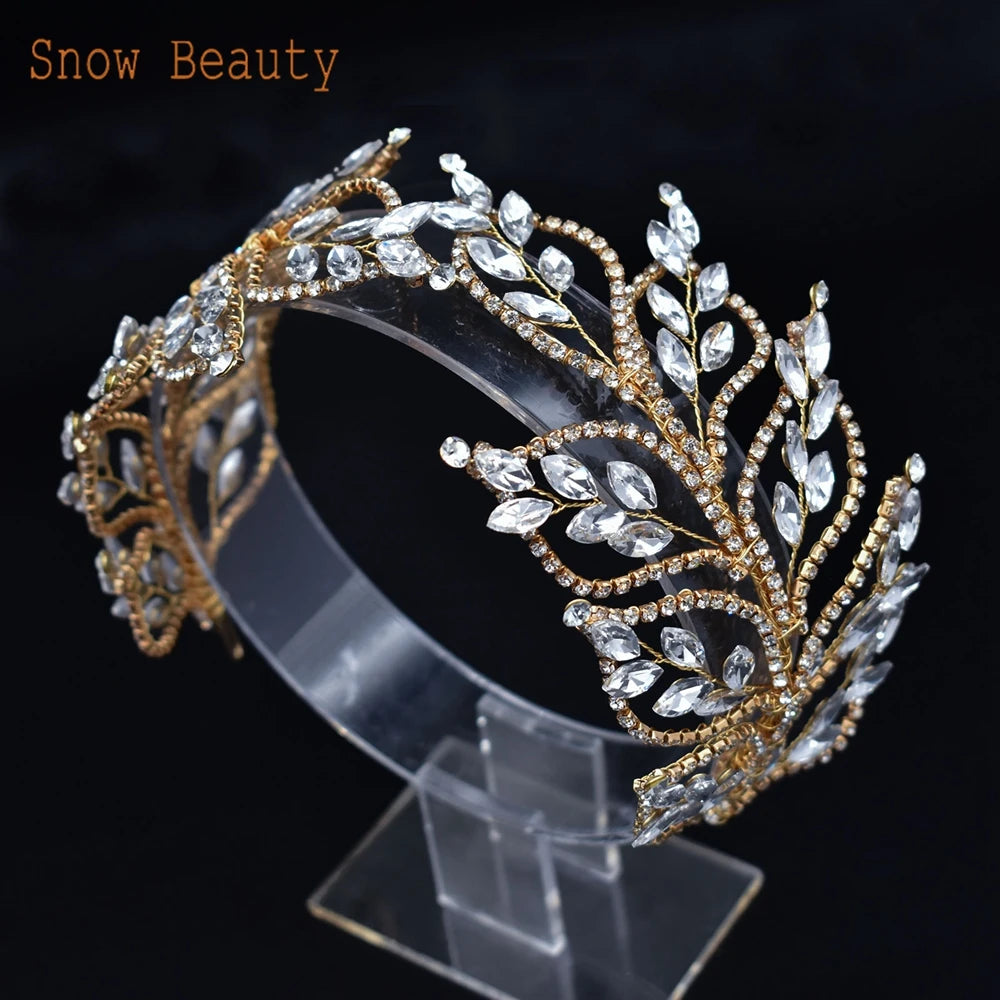Diadème Cristal Mariée Luxe – Couronne Strass Rhinestone | Tiare Nuptiale Mariage, Soirée & Concours | Bijou de Tête Femme Premium