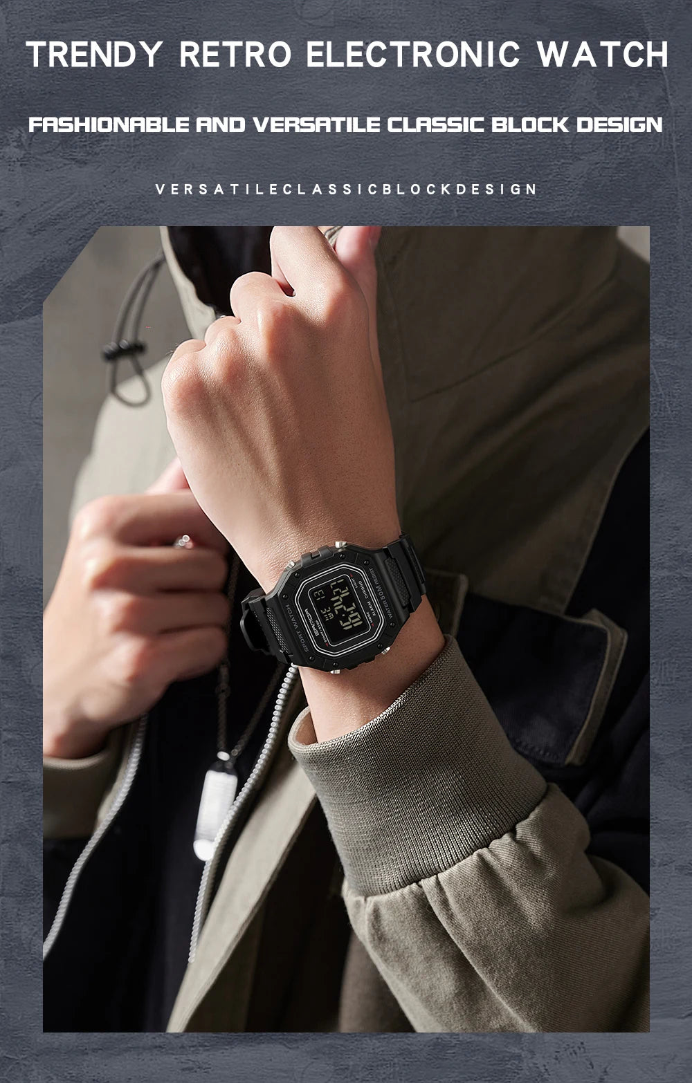 SANDA 2156 Herren Militär Digitaluhr – LED Sport Army Wasserdicht Stoppuhr Großes Zifferblatt