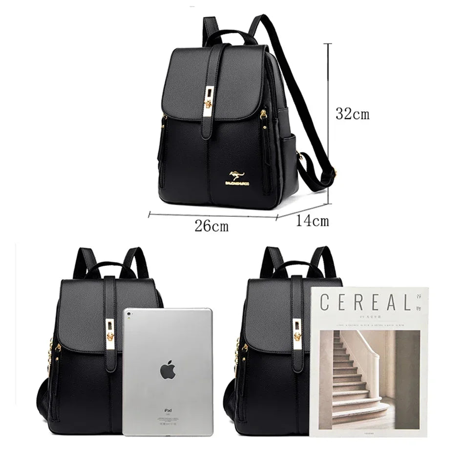 Sac à Dos Femme Cuir Vintage Grande Capacité – Rucksack École Voyage Bookbag Chic