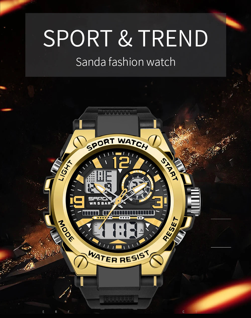 Montre Homme SANDA 6024 Militaire Sport Luxe Quartz 5ATM Étanche – Robuste & Fashion