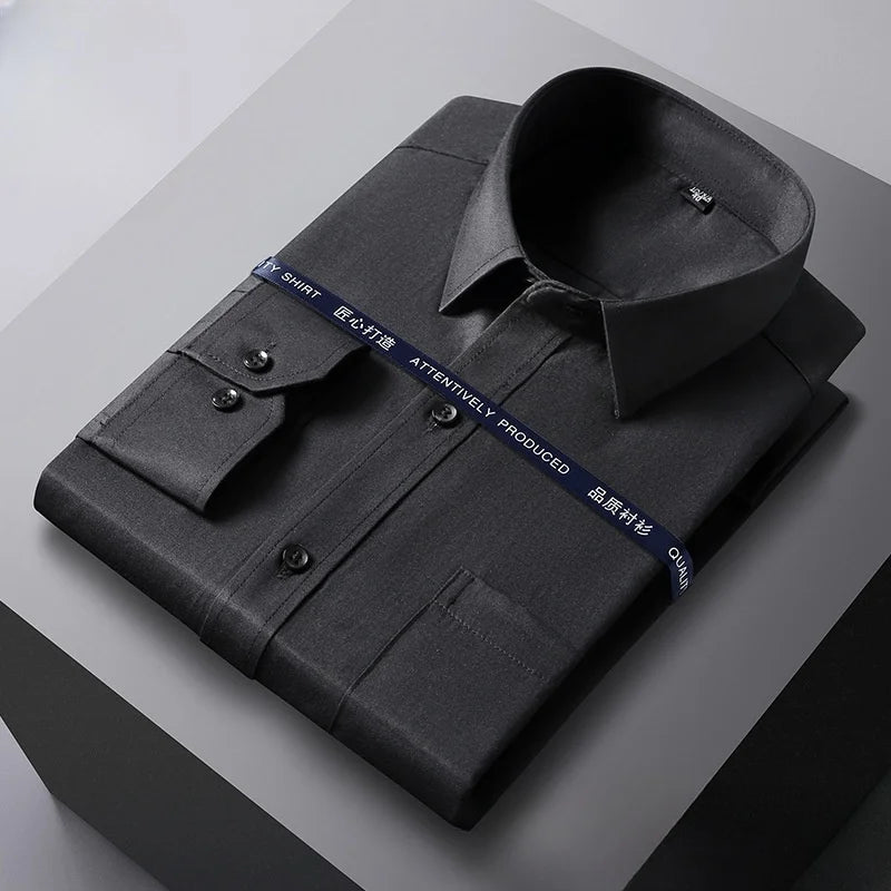 Chemise Homme Formelle Manches Longues Bureau Uni Mode Business Poche Sociale Bleu Blanc Grande Taille S-5XL – Élégante & Professionnelle | Mode Homme Premium