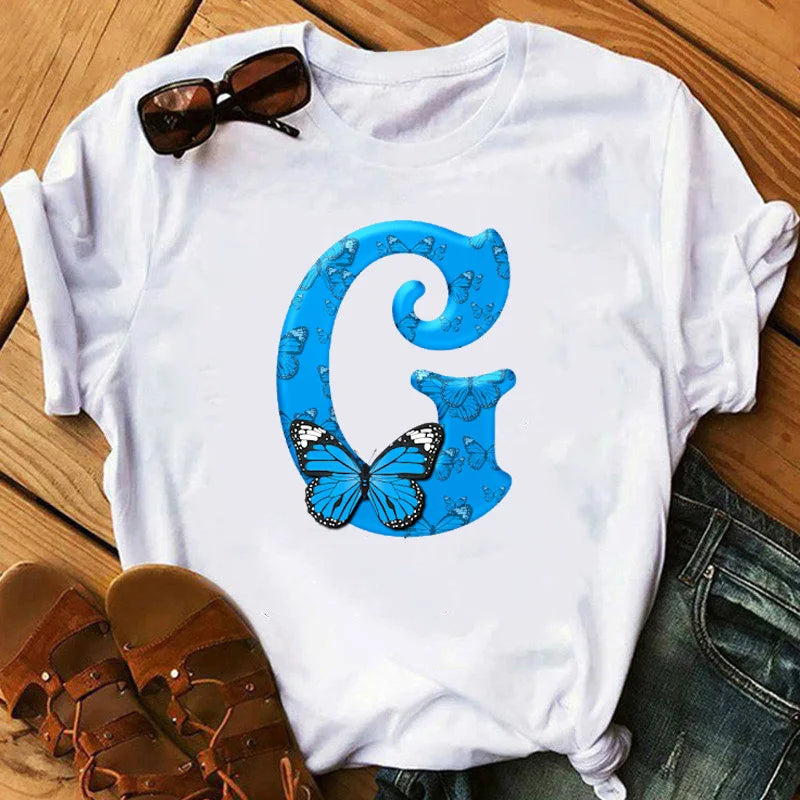 T-Shirt Oversize Femme Imprimé Papillon & Lettres Manches Courtes – Style Harajuku Graphic | Tendance Été