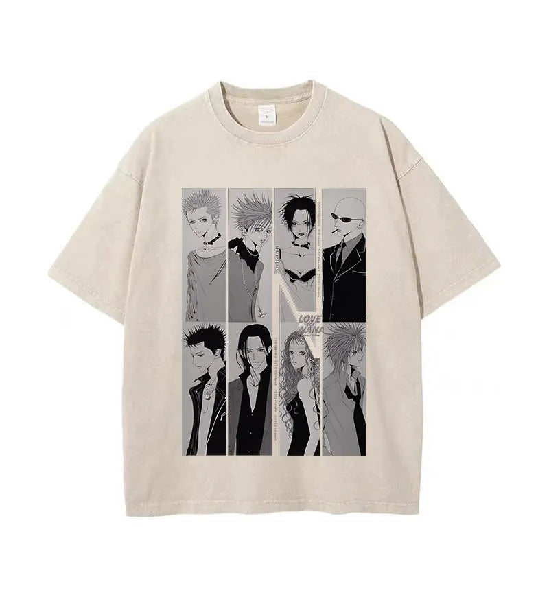 T-Shirt Anime Nana Osaki Imprimé Vintage Washed Harajuku Streetwear Graphique Été Manches Courtes Coton Unisexe – Tee Manga Japonais Tendance | Mode Streetwear Anime Premium