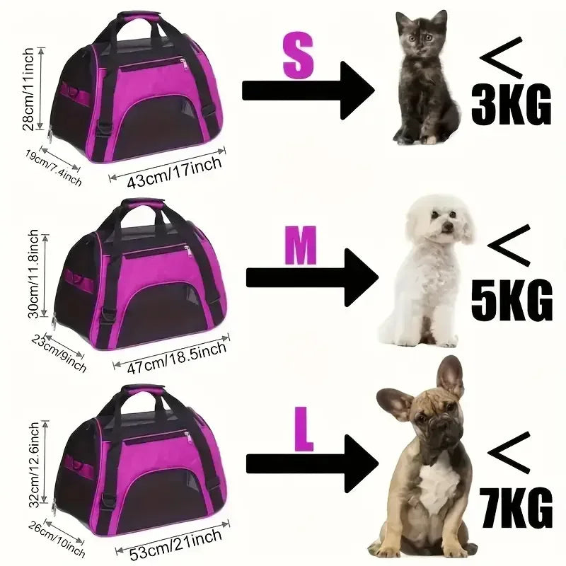 Sac Transport Chat & Chien Portable Mesh Respirant Pliable – Sac à Main Voyage Petite Race | Transport Animaux de Compagnie