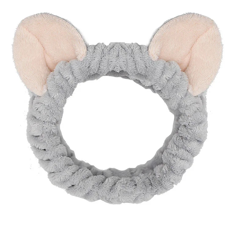 Bandeau Maquillage Oreilles de Lapin Coral Fleece – Élastique Doux | Soin Visage & Coiffure Fille