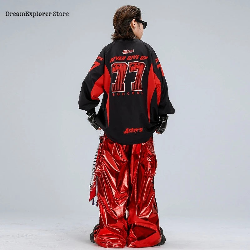 Hip Hop Street Dance K-Pop Kinder-Set – Glitzerweste Cargo für Mädchen Jungen Jazz