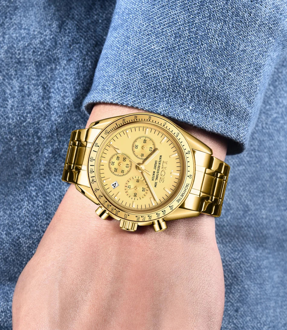 Herrenuhr LIGE Luxus Fashion Quarz – Edelstahl Leuchtend Wasserdicht Trendig