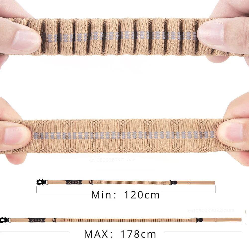 Laisse Chien Grande Race Robuste Anti-Traction Bungee Tactique – 2 Poignées Rembourrées Absorption Chocs | Accessoires Chien