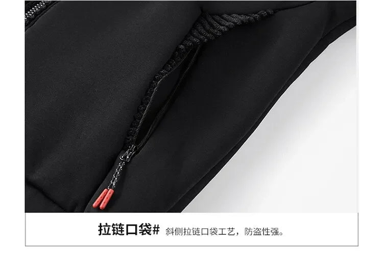 Ensemble Homme Cashmere Tracksuit Hiver – Veste + Pantalon Polaire Épaisse Capuche Chaud