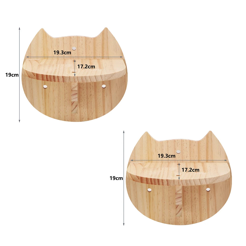 Arbre à Chat Mural Escalade Bois – Étagères Plateforme Saut Hamac Escalier | Aire de Jeux Chaton Mobilier