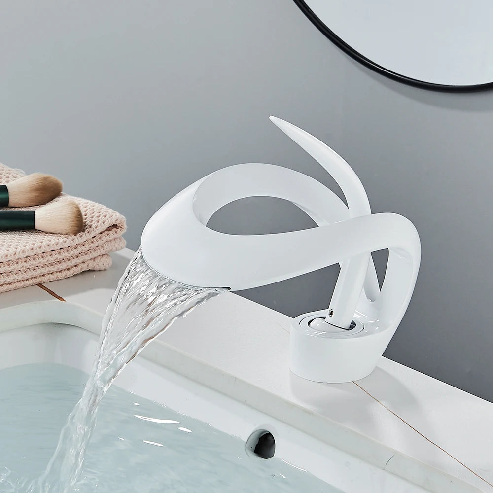 Black Brass New-Style Basin Faucet Bathroom Mixer Tap Hot Cold Water Deck Mounted Gold Luxury Sink Faucet