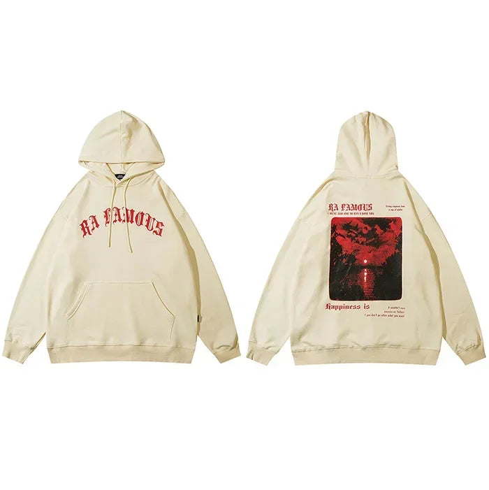 Sweat Homme Hip Hop Oversize Sunset Graphic – Hoodie Coton Harajuku Rétro Streetwear 2025