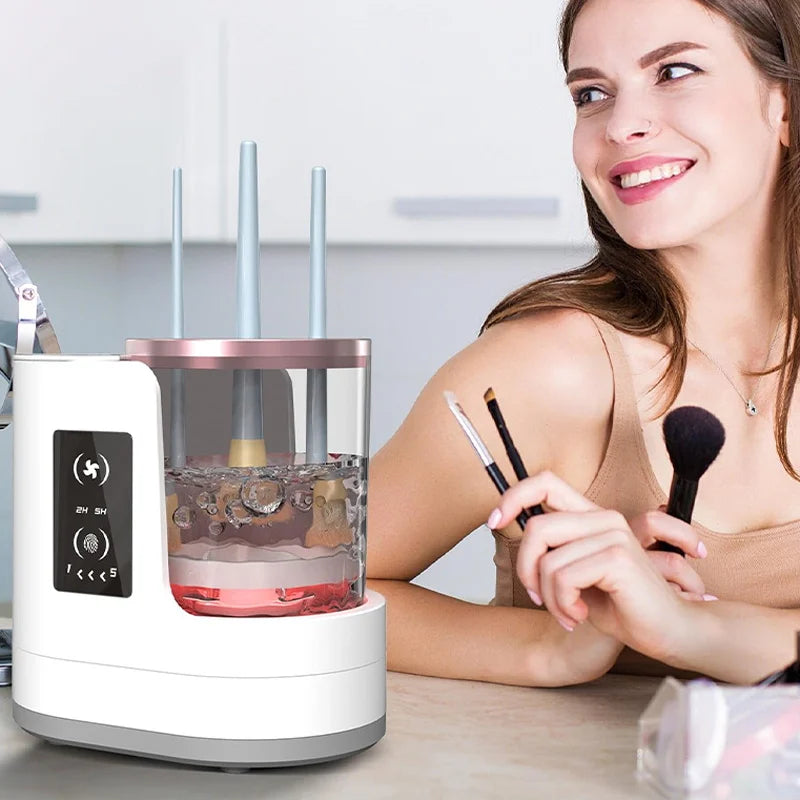 Machine Nettoyante Pinceaux Maquillage 3-en-1 Électrique USB – Séchoir & Support Portable | Nettoyeur Automatique Cosmétique
