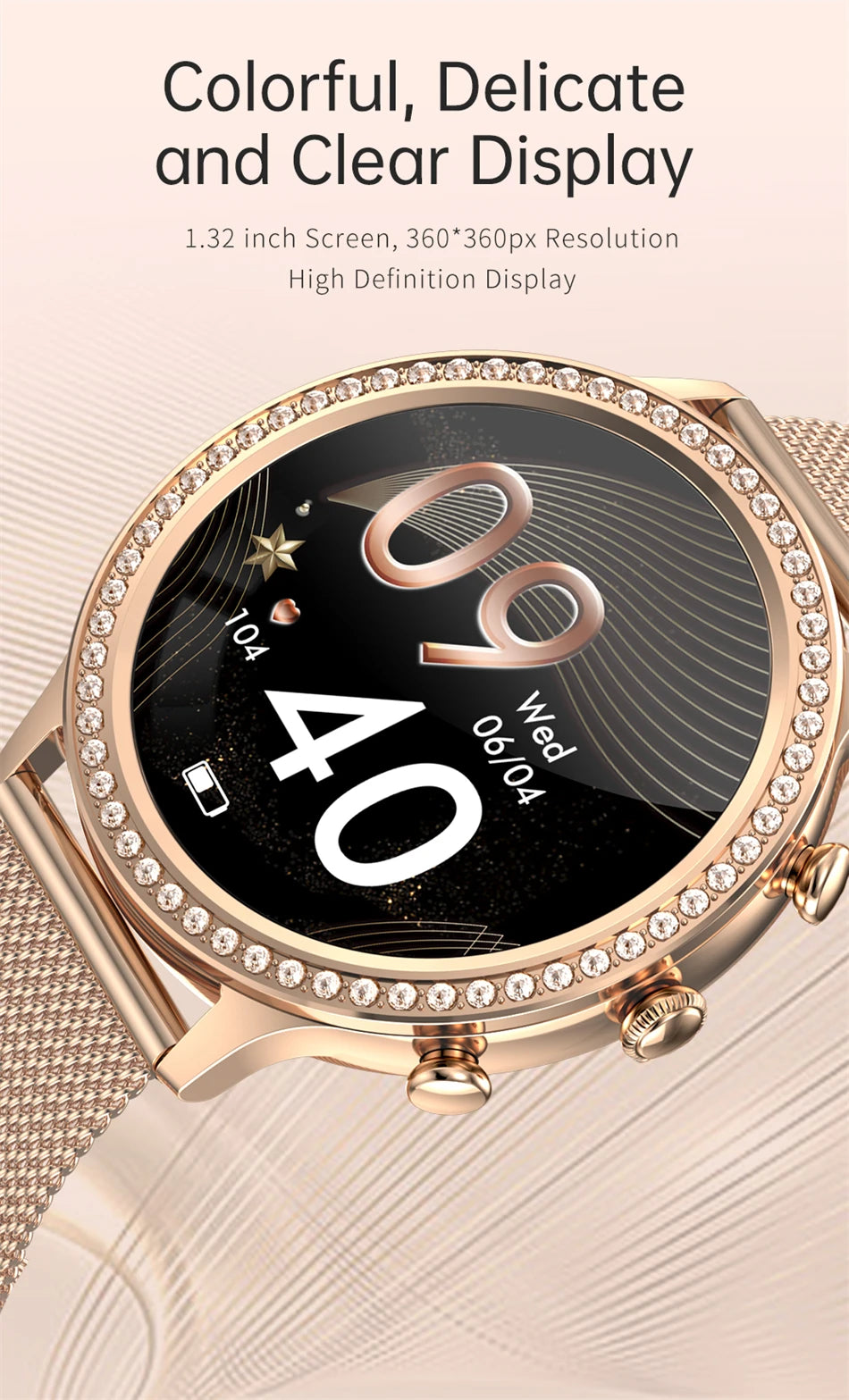 Montre Connectée Femme LIGE 2026 – Appels Bluetooth, Cadran Personnalisable & Suivi Cardio | Étanche Sport & Fitness | Cadeau Femme