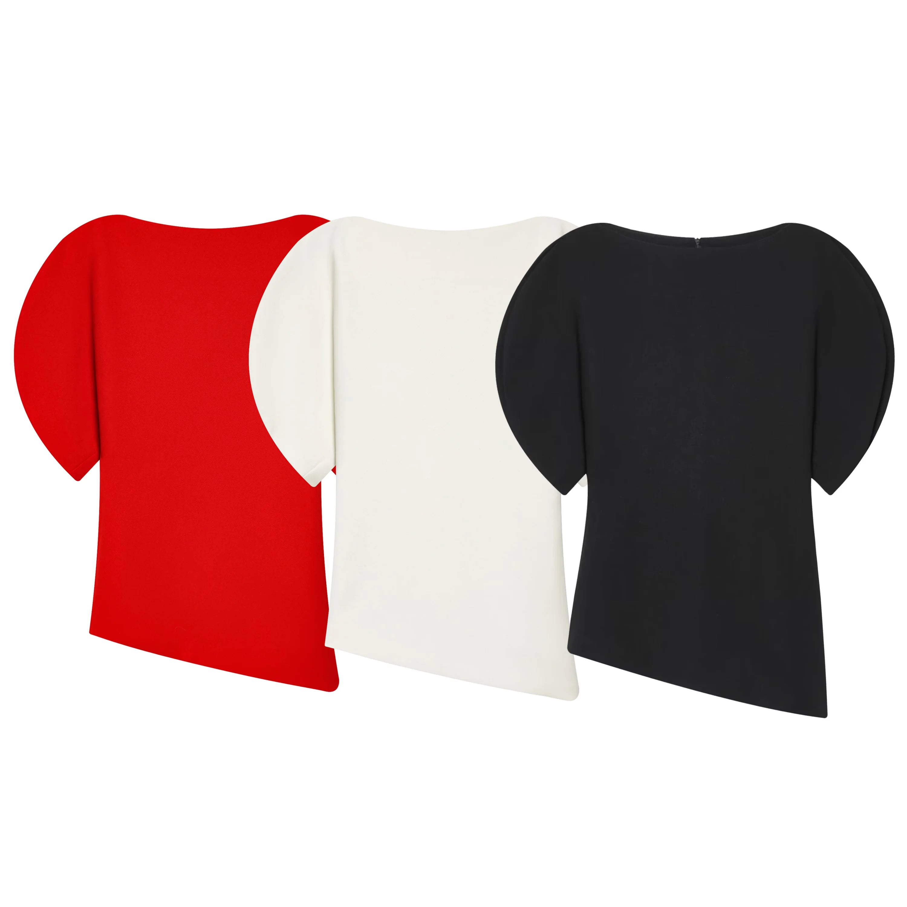 Blouse Noire Vintage Femme – Manches Bouffantes Courtes & Ourlet Asymétrique | Chic Tendance Printemps 2026