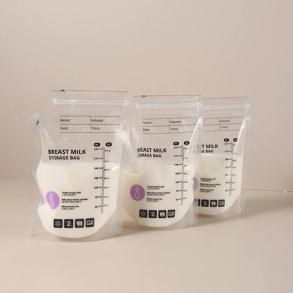 Lot 60 Poches de Conservation Lait Maternel Thermosensibles – PE Alimentaire Transparent Gradué Anti-Fuite