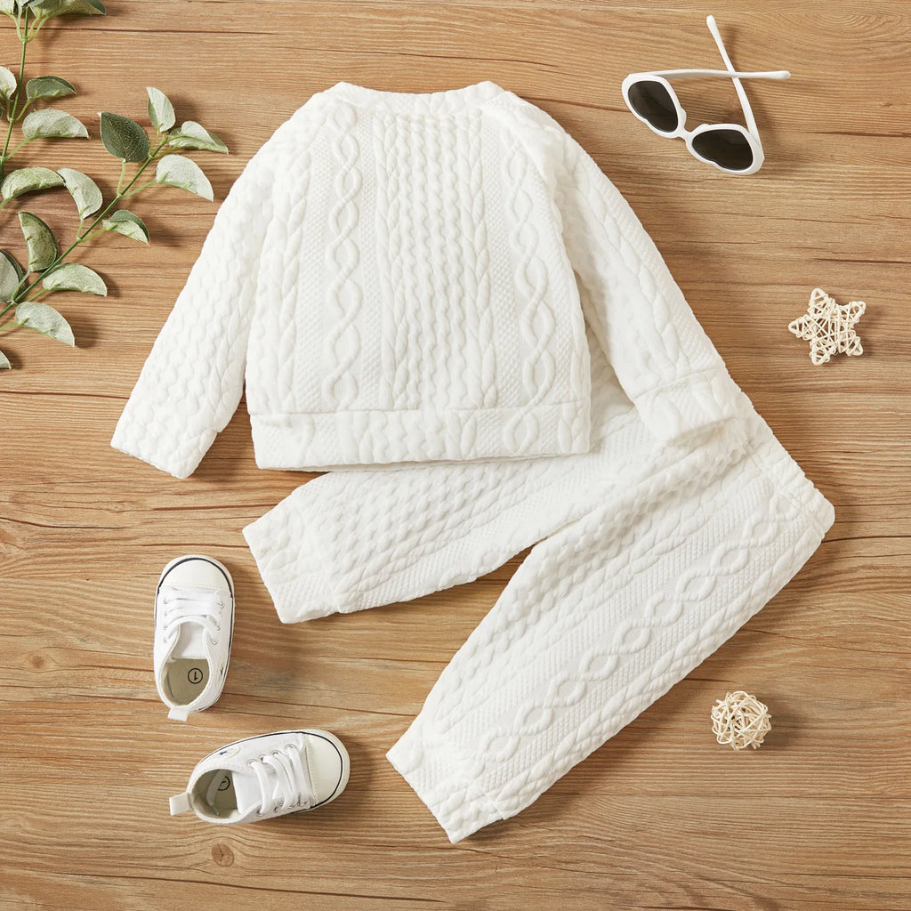 Ensemble 2 Pièces Bébé Unisexe Couleur Unie – Top Manches Longues + Pantalon Sport Automne Hiver 7 Coloris