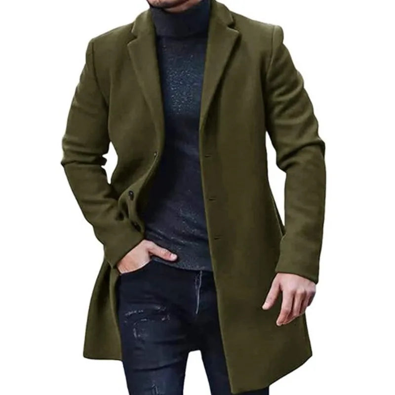 Veste Homme Streetwear Laine Col Reversé Couleur Unie Casual Élégante Boutonnage Simple Printemps Hiver Tendance – Manteau Casual Chic Urban Premium | Mode Homme Streetwear Premium