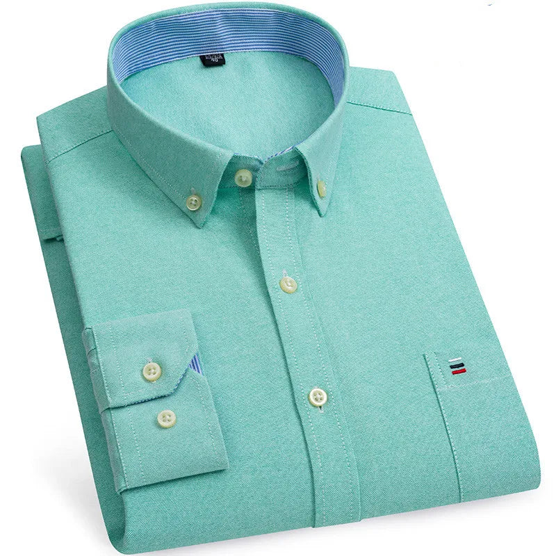 Chemise Homme 100% Coton Manches Longues Carreaux Oxford Casual Business Grande Taille 5XL 6XL 7XL | Chemise Oxford Premium