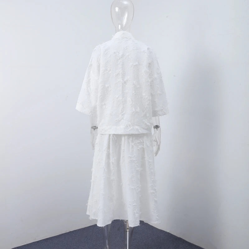 Ensemble 2 Pièces Femme - Chemise Boutons À Franges & Jupe Plissée Zippée | Urban Lady