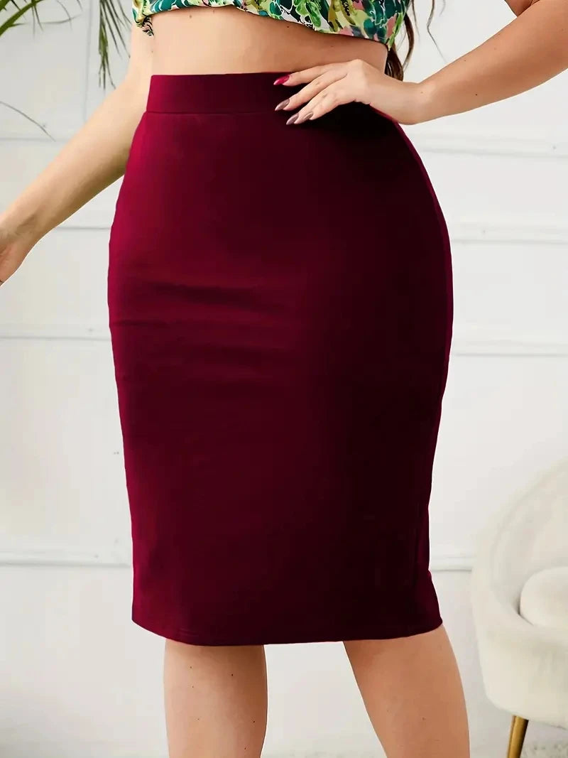 Jupe Femme Grande Taille Slim Unie Taille Haute Fendue Casual – Jupe Élégante Confortable Été Curvy | Mode Inclusive 2026