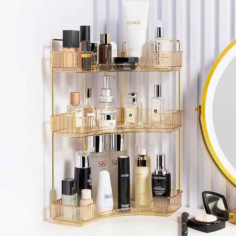 Étagère d’Angle Organisateur Salle de Bain – Rangement Maquillage, Skincare & Cuisine | Support Cosmétiques Bureau