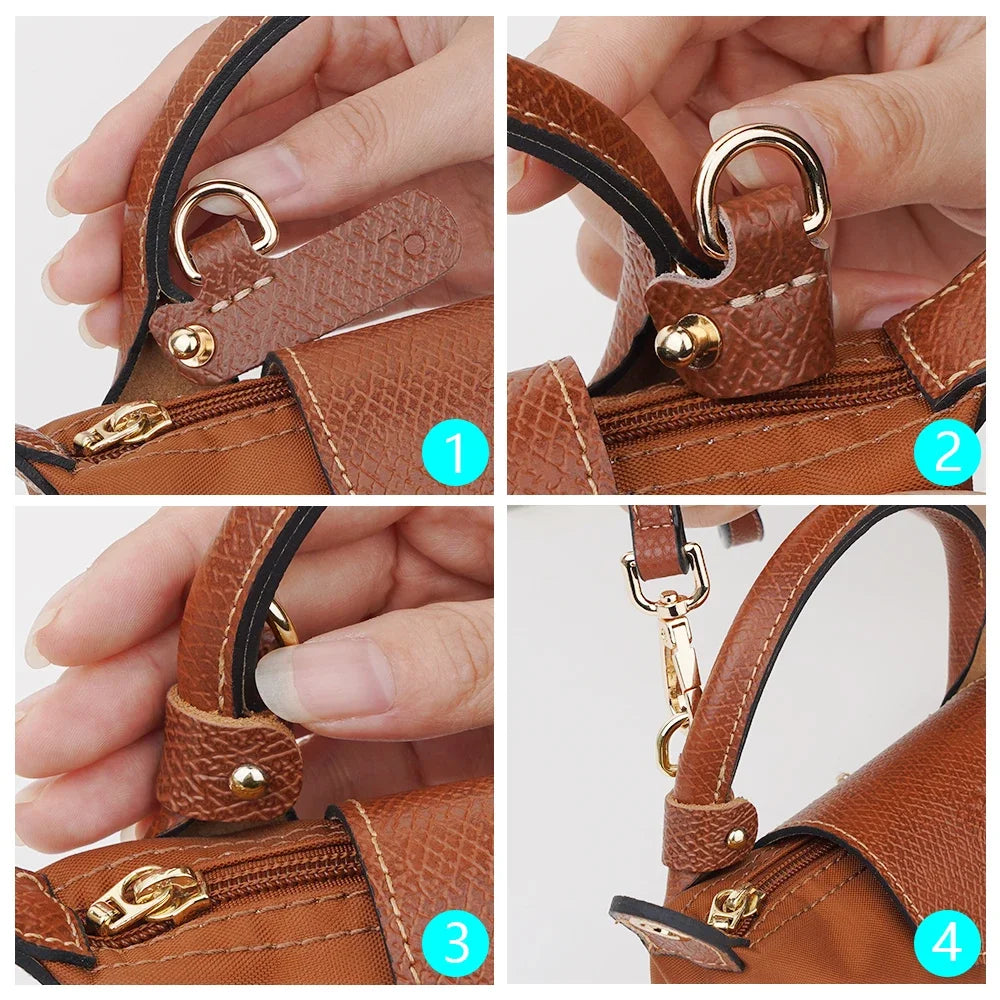 Bandoulière Remplacement Cuir Véritable – Sangle Sac Crossbody Compatible Longchamp Sans Perforation