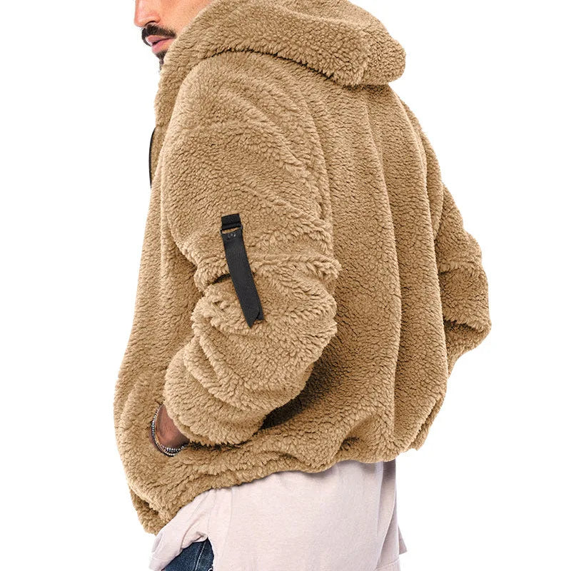 Veste Homme Automne Hiver Polaire Double Face Chaude Capuche Loose Casual Coupe-Vent – Manteau Chaud Tendance Saison Froide | Mode Homme Premium
