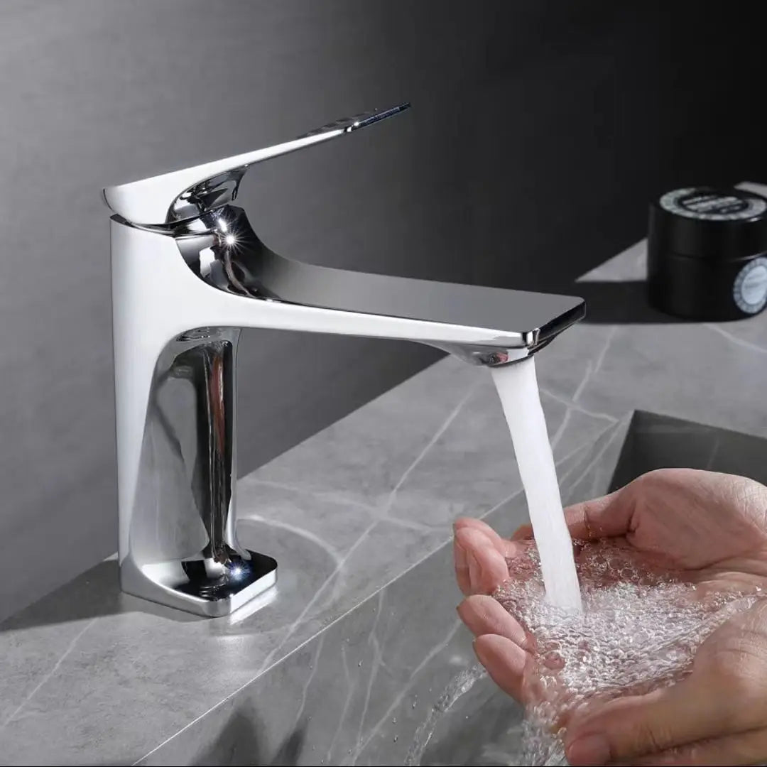 Robinet Lavabo Laiton Moderne Mono-Commande – Mitigeur Eau Chaude & Froide, Design Épuré | Vasque Salle de Bain