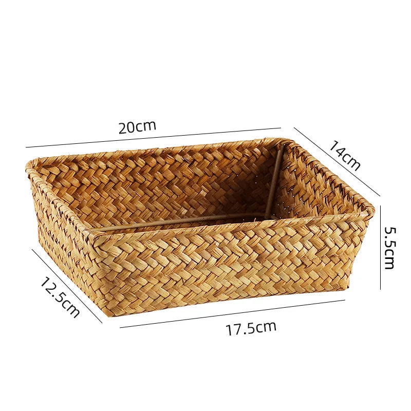 Panier Tressé Algues Rangement Bureau & Salon – Skincare, Télécommande, Clés & Cosmétiques | Déco Naturelle