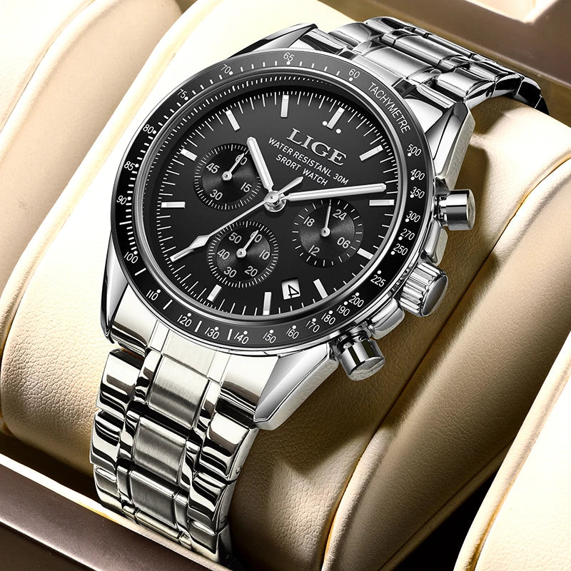 Herrenuhr LIGE Luxus Fashion Quarz – Edelstahl Leuchtend Wasserdicht Trendig