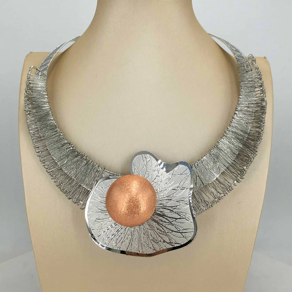 Parure Bijoux Plaqué Or Style Dubai & Africain – Collier Cuivre Ajouré Luxe | Set Bijoux Femme Cérémonie, Mariage & Soirée Premium