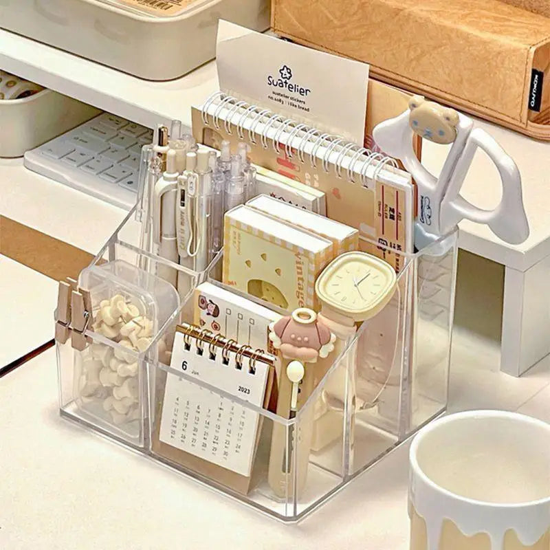 Boîte Acrylique Organisateur Maquillage 3-5 Grilles – Pot Pinceaux & Bijoux | Bureau & Coiffeuse