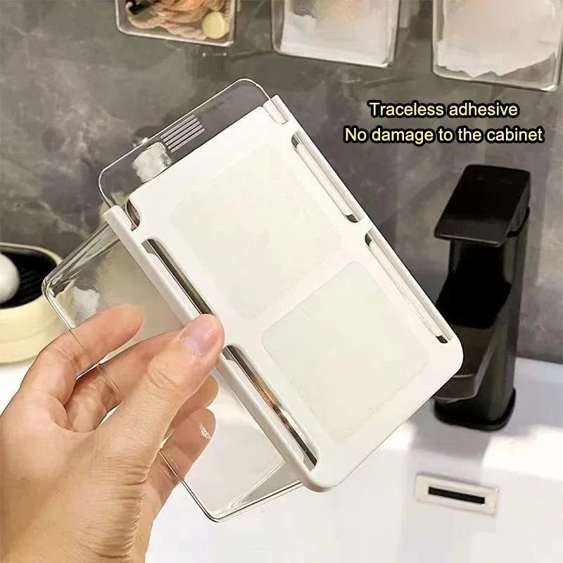 Boîte Rangement Cotons-Tiges Tiroir Transparent – Distributeur Salle de Bain | Sous Miroir