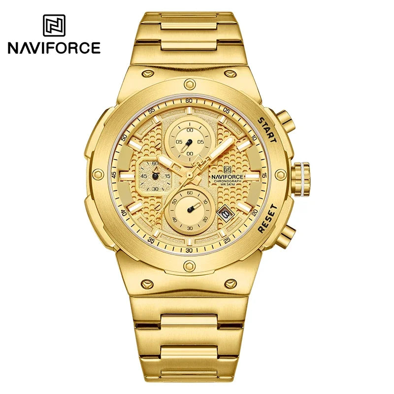 Montre Homme Chronographe Sport Luxe NAVIFORCE – Quartz Date Fashion Masculino