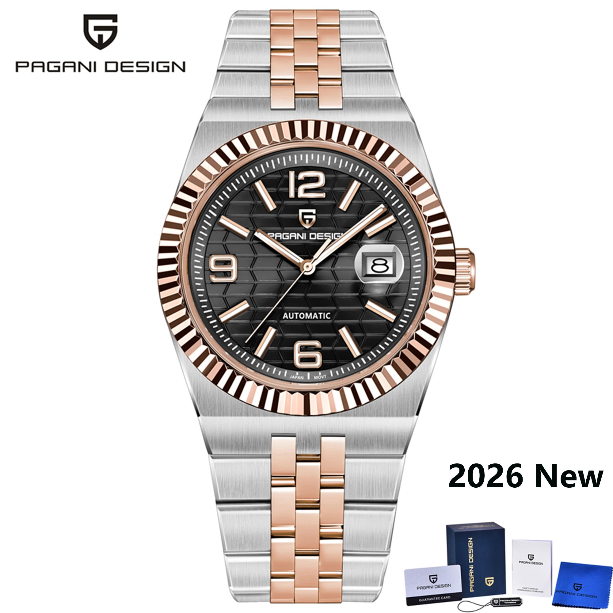 Montre Homme Luxe PAGANI DESIGN 2026 Automatique Cadran 3D Losange Verre Saphir – Business Fashion