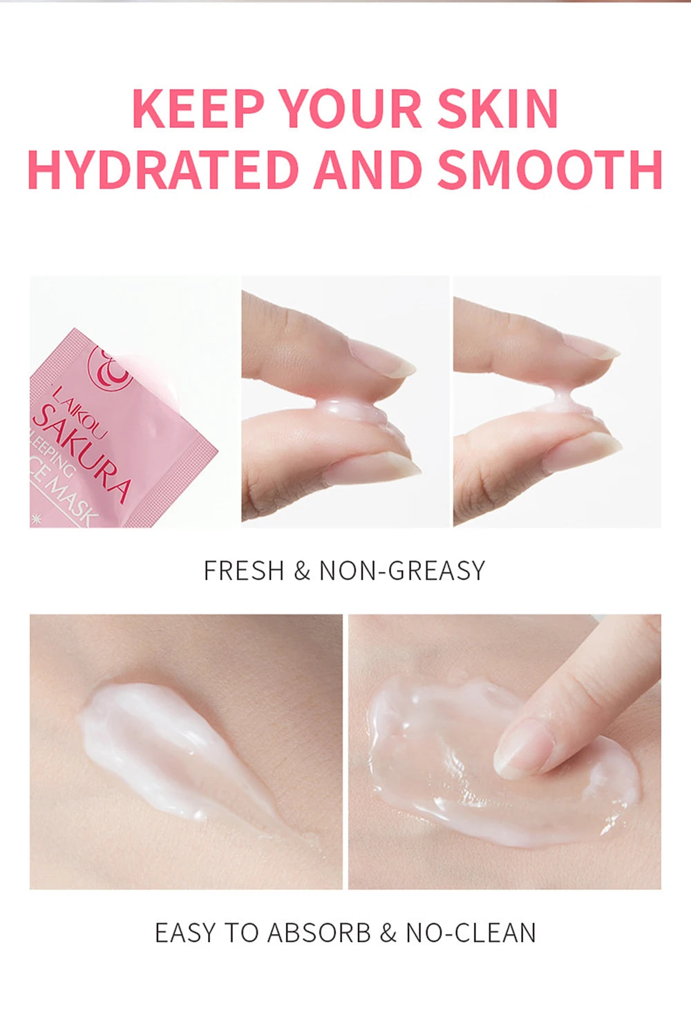 Kit Skincare Coréen LAIKOU Sakura – Nettoyant, Masque Yeux & Lèvres, Hydratation Intense | Routine Beauté K-Beauty Complète