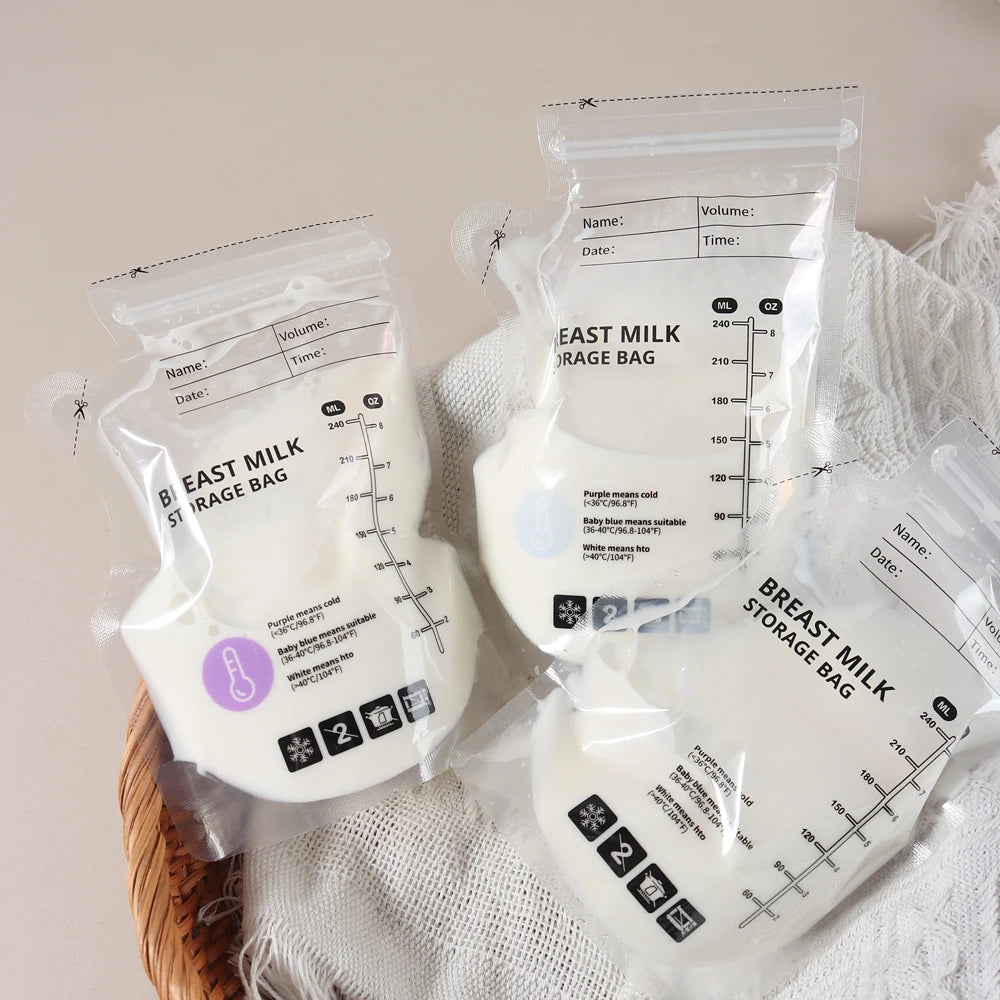 Lot 60 Poches de Conservation Lait Maternel Thermosensibles – PE Alimentaire Transparent Gradué Anti-Fuite