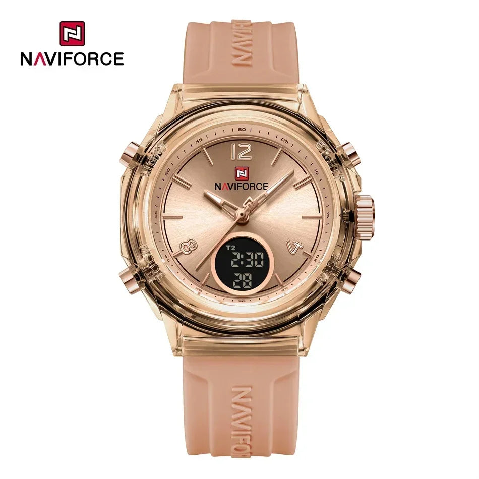Montre Femme NAVIFORCE Sport Quartz LCD Digital – Étanche 50M Casual Fashion