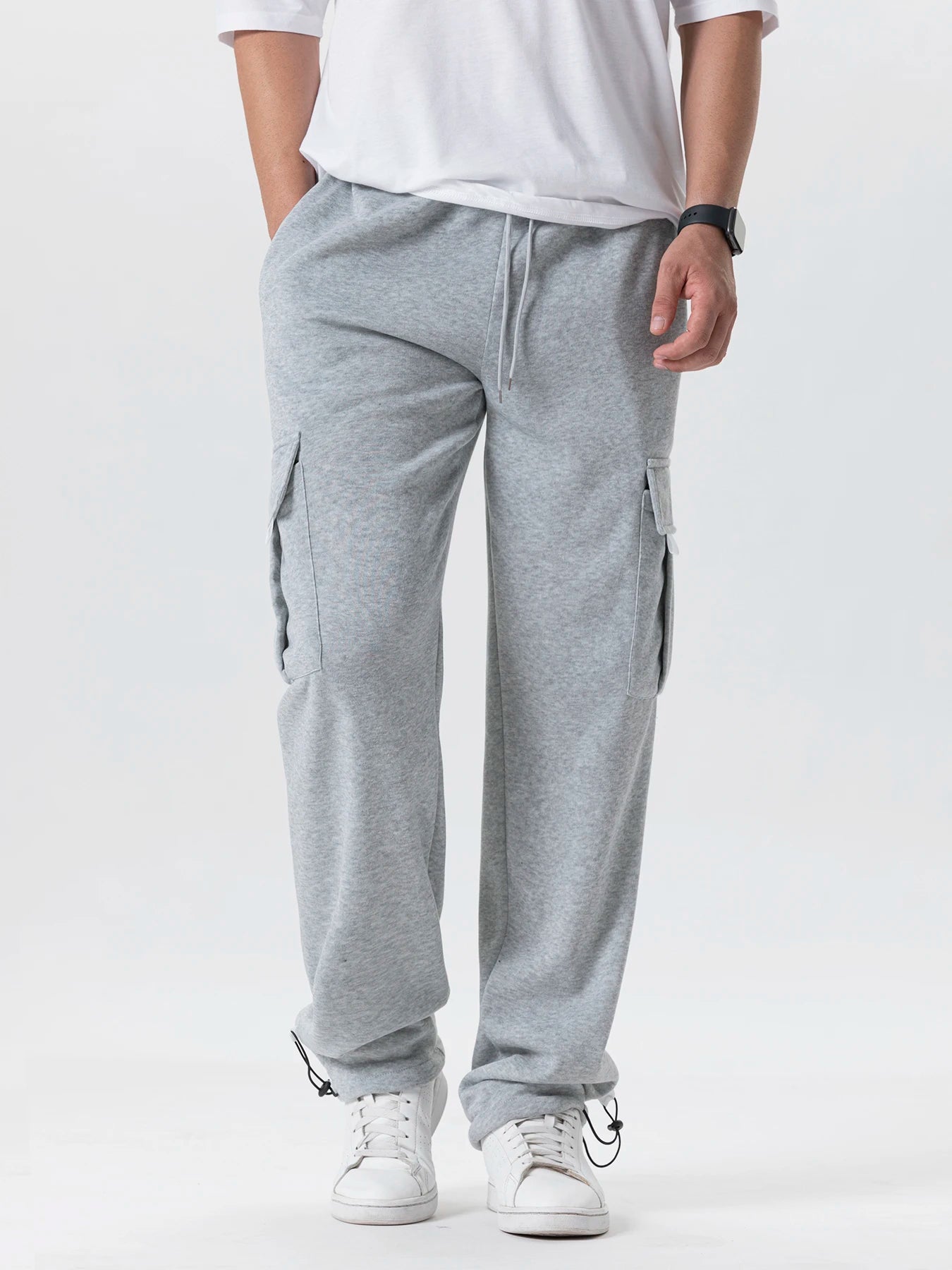 Jogging Homme Multi-Poches Cordon Coupe Droite Loose Running Gym Sport Automne Hiver Confortable Streetwear – Pantalon Survêtement Fonctionnel Premium | Mode Homme Sport Premium