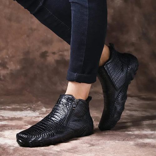 Boots Cuir Véritable Plush Moto Punk Homme – Plateforme Neige Outdoor Travail Printemps