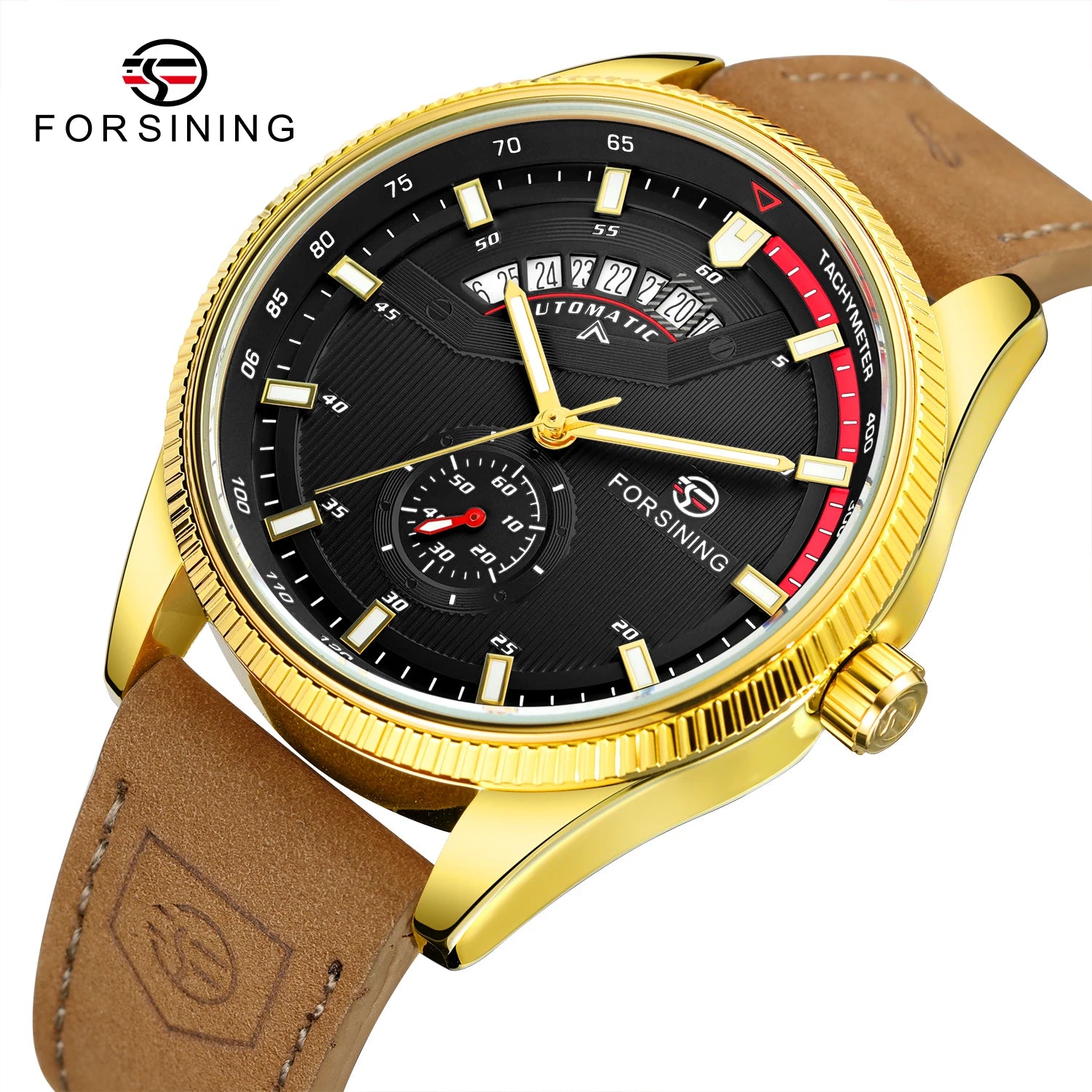 Montre Homme FORSINING Mécanique Automatique Chronographe Calendrier Cuir & Acier – Luxe Haute Qualité