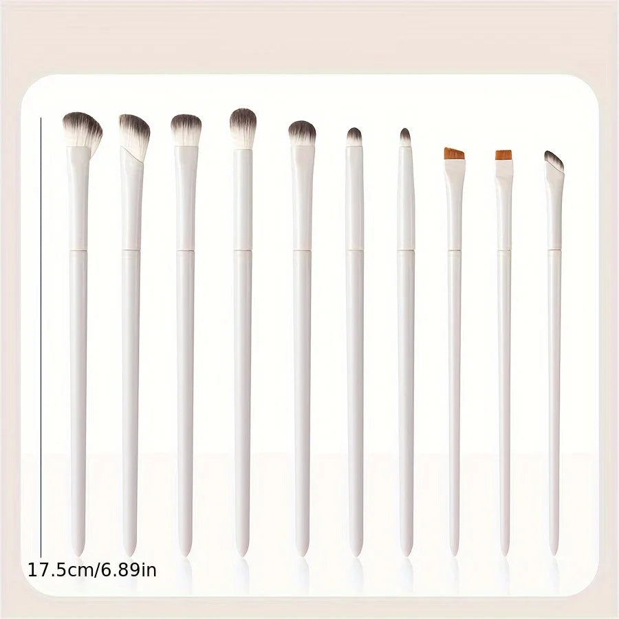 Set Pinceaux Yeux Naturels 5 à 10 Pcs – Fards, Eyeliner & Détail | Poils Ultra-Doux Blancs Maquillage