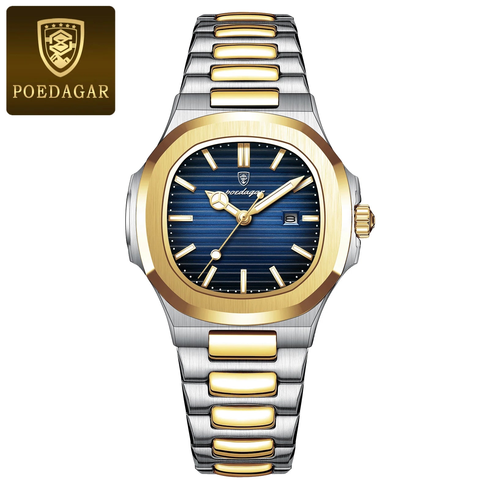 Montre Femme POEDAGAR Carrée Luxe Quartz – Lumineuse Étanche Date Acier Fashion