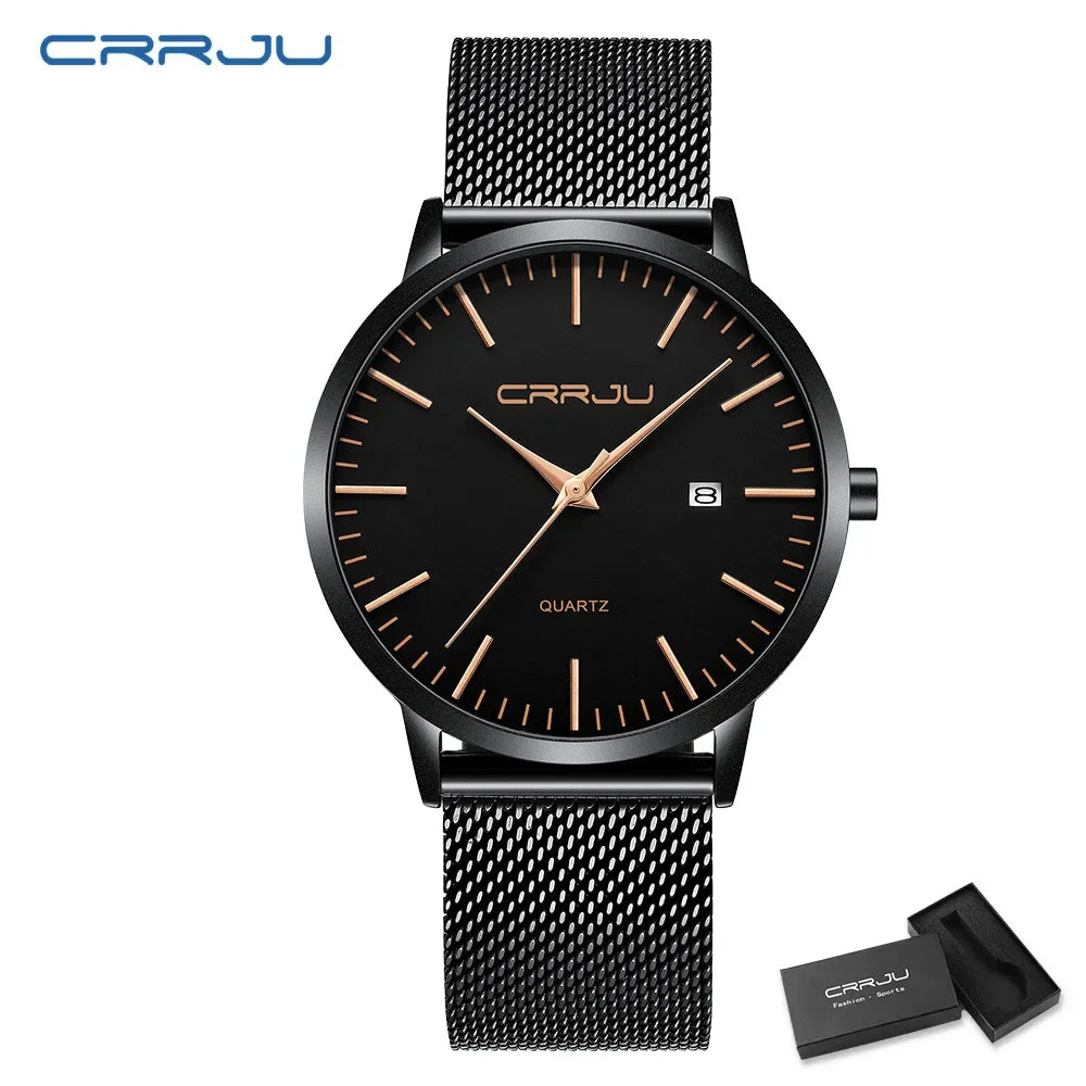 Montre Homme Acier 40mm Ultra-Slim 7mm Maille Métallique – Automatique Minimaliste Classique