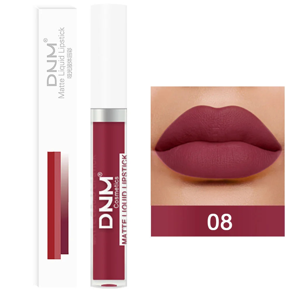 Gloss Velvet Mat DNM 18 Couleurs – Waterproof Longue Tenue | Lip Tint Nude, Rouge & Violet