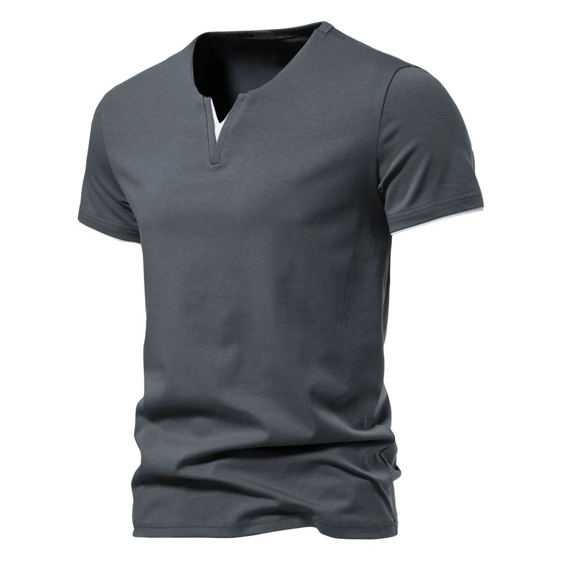 T-Shirt Homme Henley Col V Manches Courtes Coton Slim Fit Casual Basique Été Confortable Respirant Élégant Intemporel – Tee Shirt Henley Premium Slim | Mode Homme Casual Premium